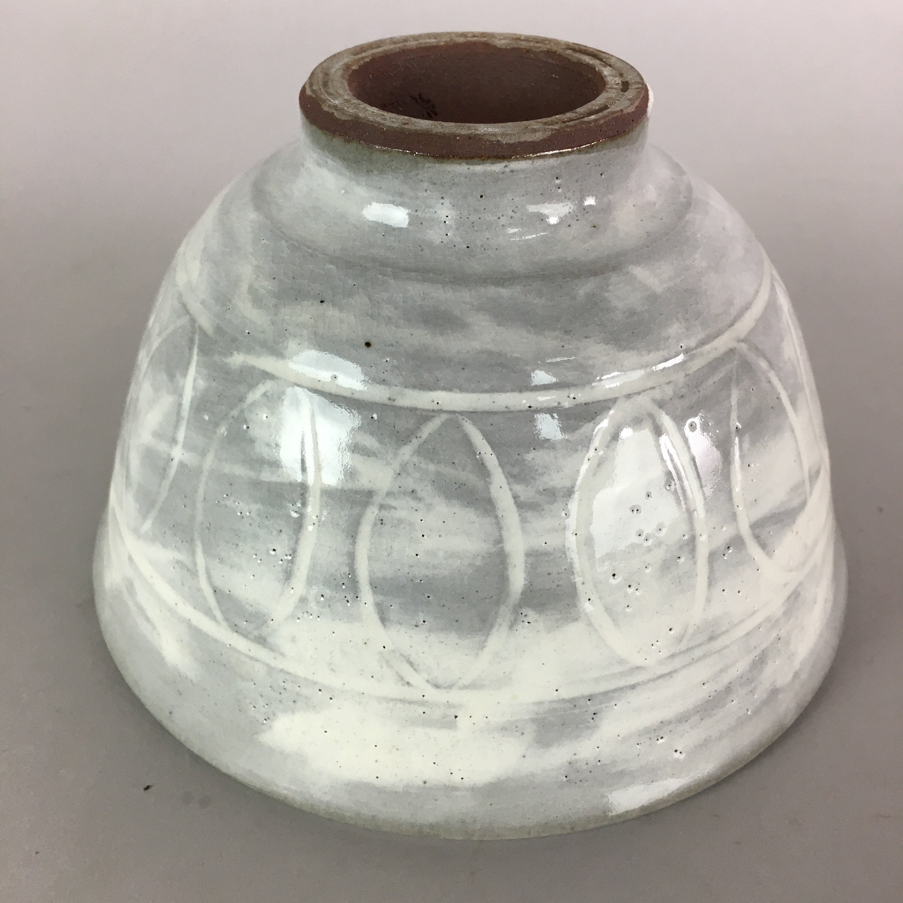 Japanese Ceramic Rice Bowl Vtg Chawan Pottery Gray White Yakimono Donburi PP493