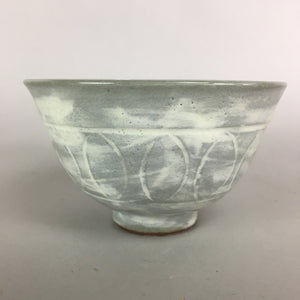 Japanese Ceramic Rice Bowl Vtg Chawan Pottery Gray White Yakimono Donburi PP493