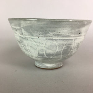 Japanese Ceramic Rice Bowl Vtg Chawan Pottery Gray White Yakimono Donburi PP494