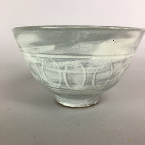 Japanese Ceramic Rice Bowl Vtg Chawan Pottery Gray White Yakimono Donburi PP494