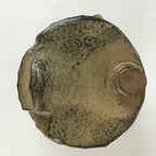 Japanese Ceramic Sake Bottle Sake Cup Set Vtg Pottery Bosatsu Head Mask TS460