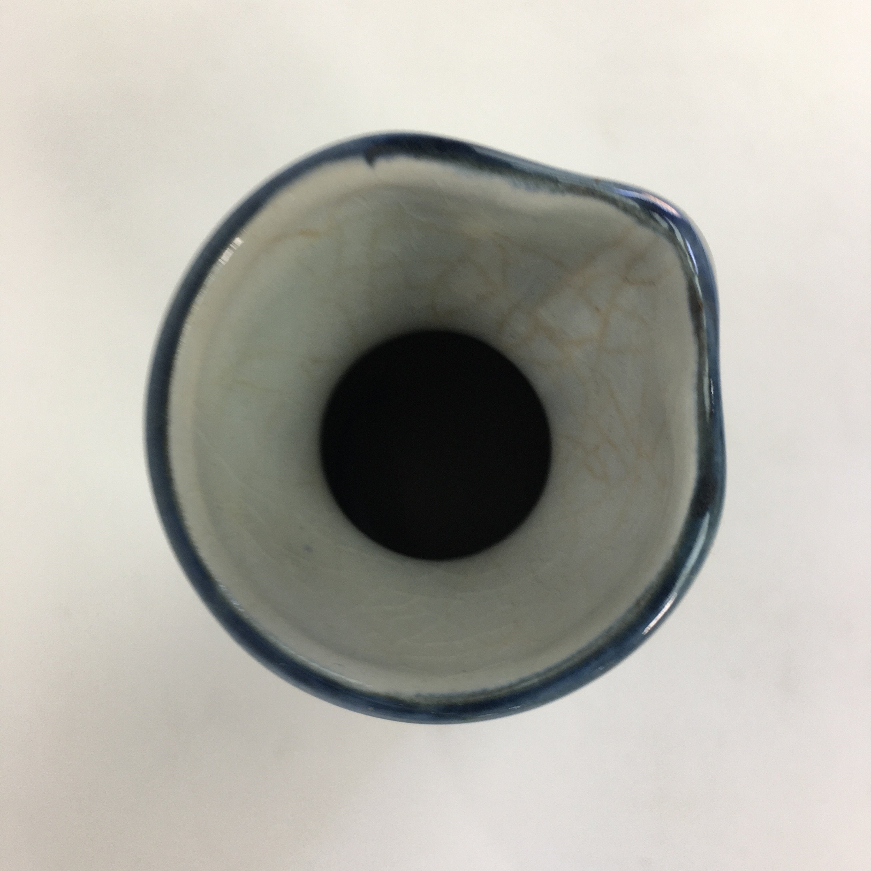 Japanese Ceramic Sake Bottle Tokkuri Vtg Pottery Blue Hand Drawn Picture TS261