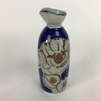 Japanese Ceramic Sake Bottle Tokkuri Vtg Pottery Blue Hand Drawn Picture TS261