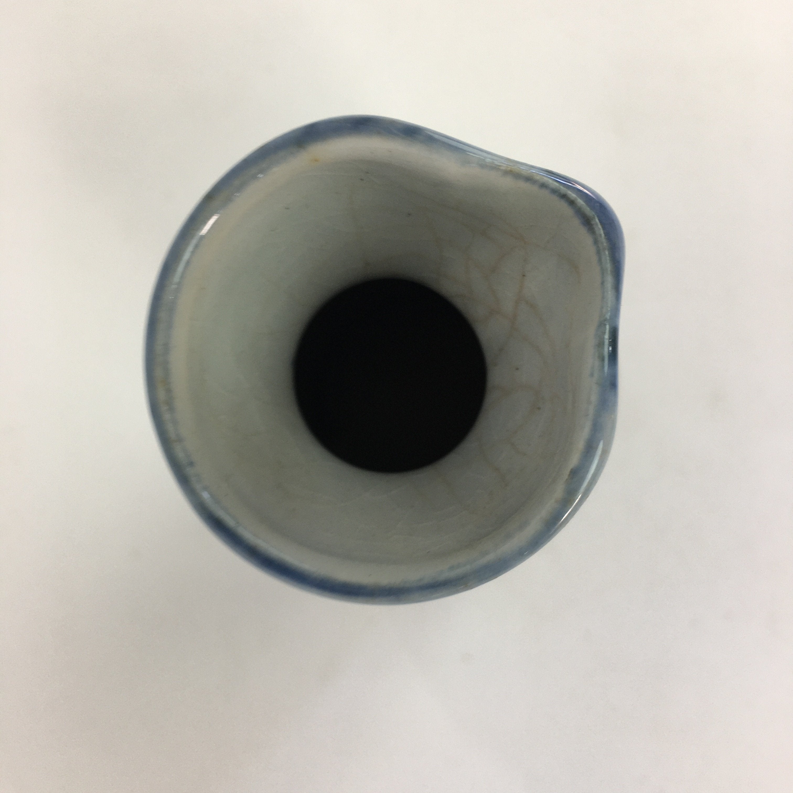 Japanese Ceramic Sake Bottle Tokkuri Vtg Pottery Blue Hand Drawn Picture TS264
