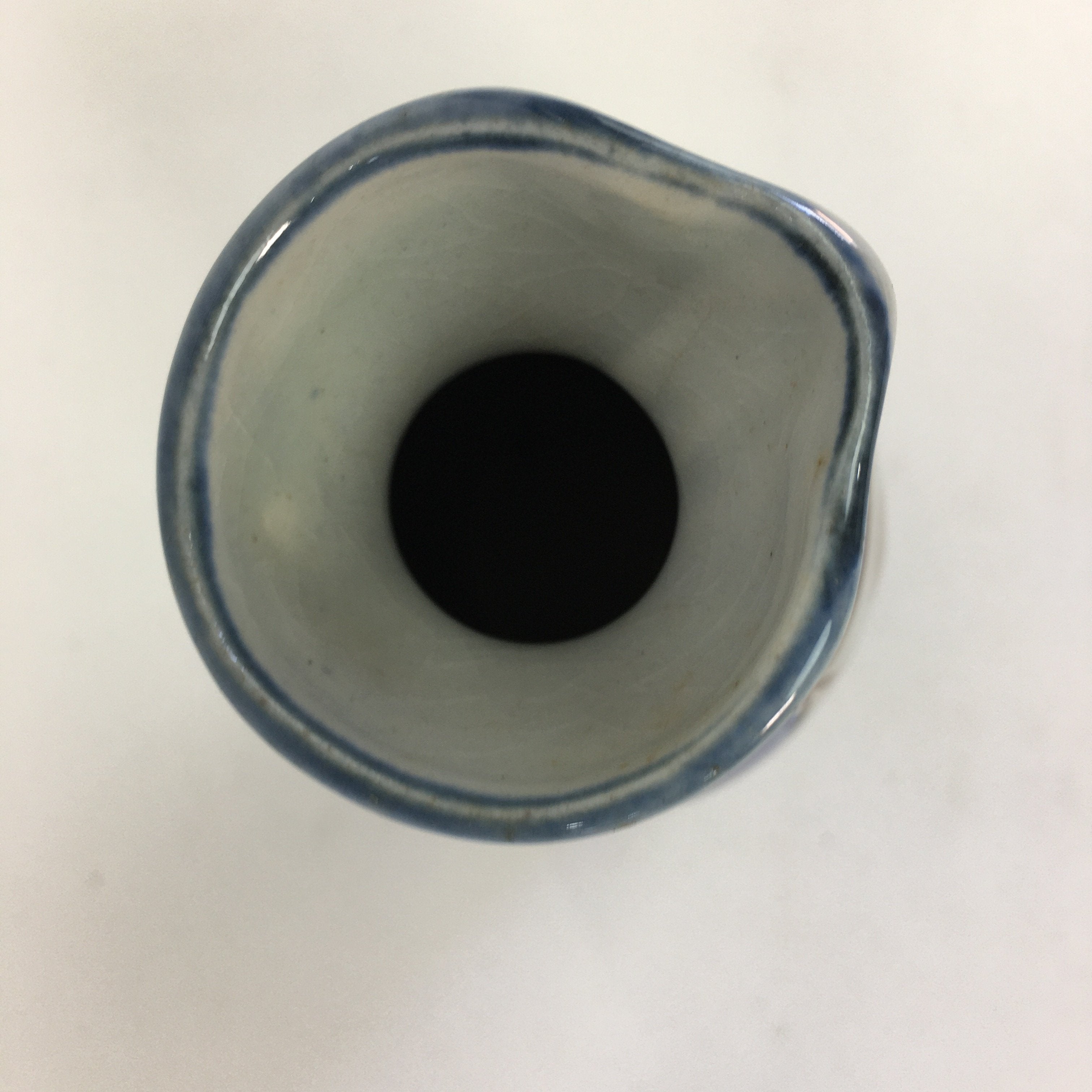 Japanese Ceramic Sake Bottle Tokkuri Vtg Pottery Blue Hand Drawn Picture TS267