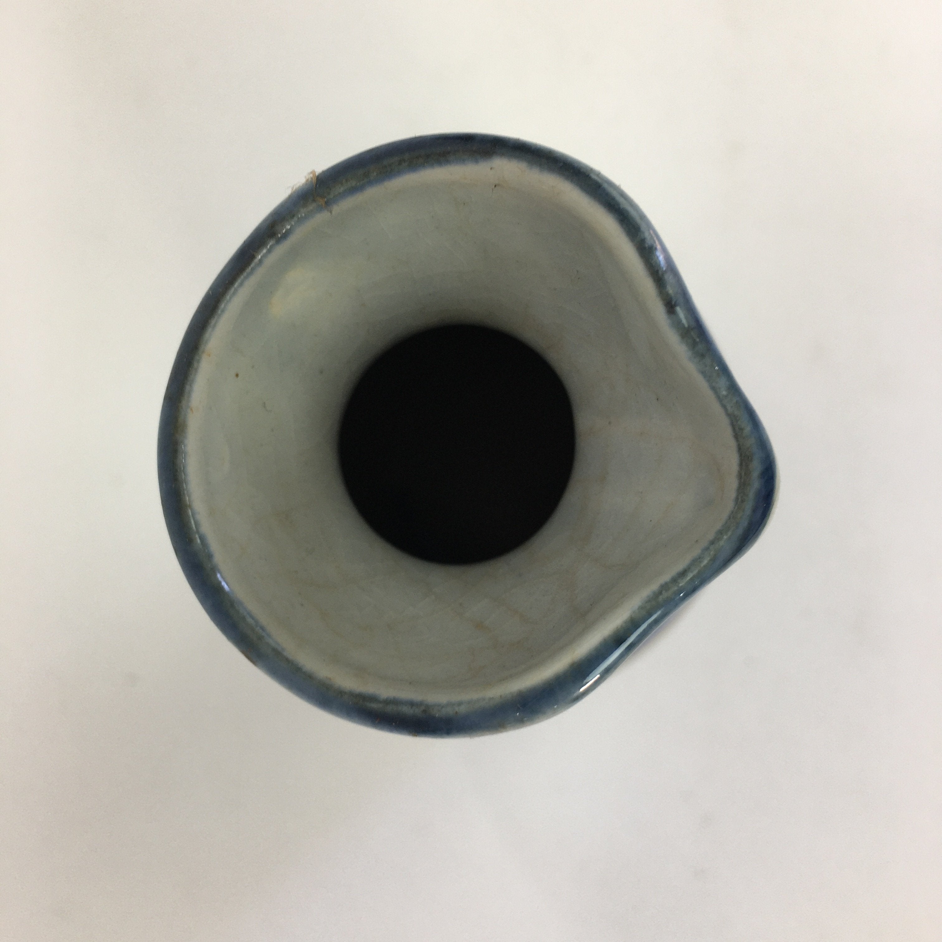 Japanese Ceramic Sake Bottle Tokkuri Vtg Pottery Blue Hand Drawn Picture TS268