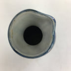 Japanese Ceramic Sake Bottle Tokkuri Vtg Pottery Blue Hand Drawn Picture TS269