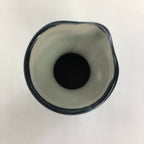 Japanese Ceramic Sake Bottle Tokkuri Vtg Pottery Blue Hand Drawn Picture TS270