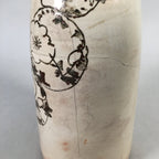 Japanese Ceramic Sake Bottle Tokkuri Vtg Pottery Gray Hand-Painted Flower TS253