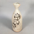 Japanese Ceramic Sake Bottle Tokkuri Vtg Pottery Gray Hand-Painted Flower TS253