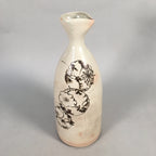 Japanese Ceramic Sake Bottle Tokkuri Vtg Pottery Gray Hand-Painted Flower TS253
