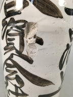 Japanese Ceramic Sake Bottle Tokkuri Vtg Pottery Gray Hand-Written Kanji TS259