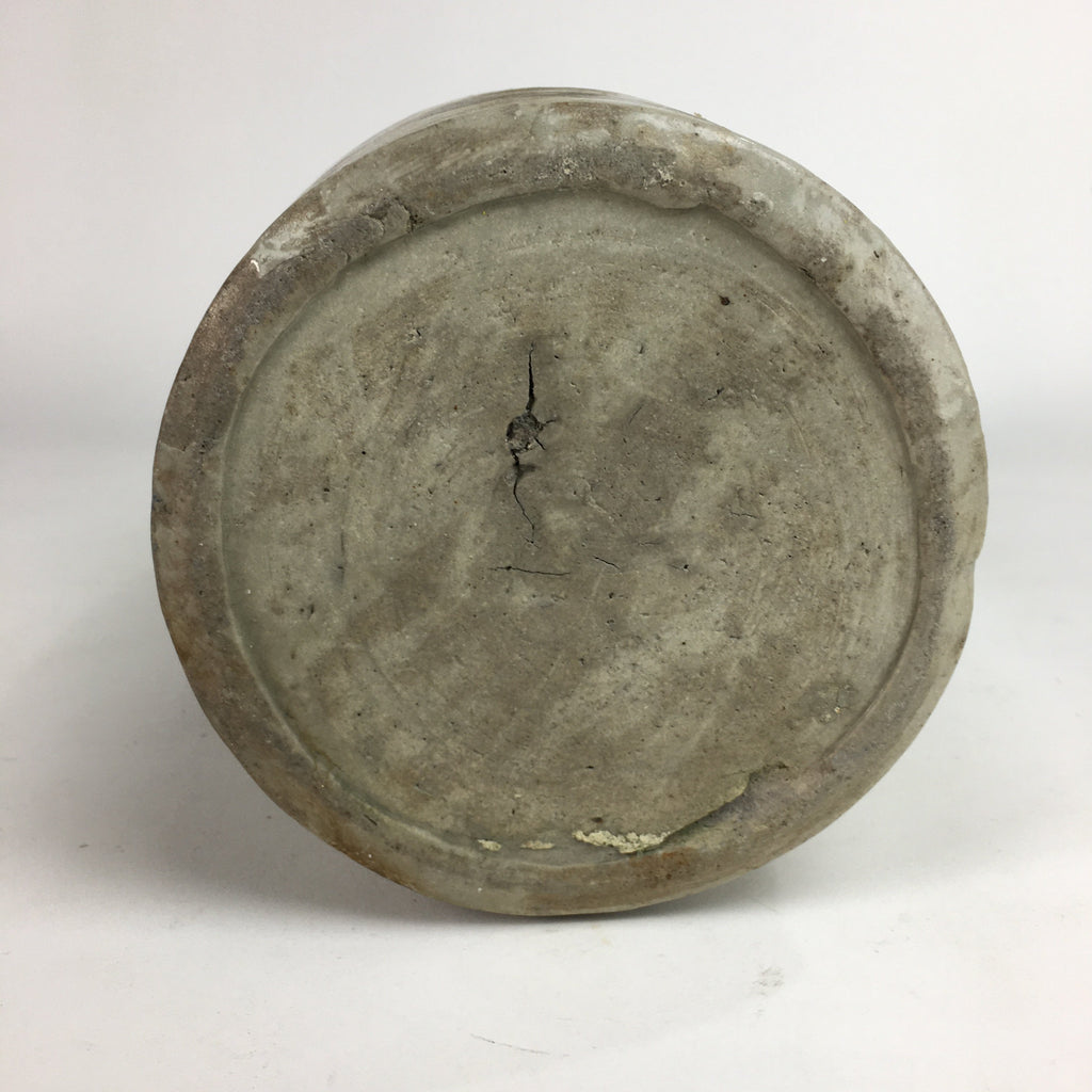 Japanese Ceramic Sake Bottle Tokkuri Vtg Pottery Gray Hand-Written Kanji TS273