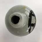 Japanese Ceramic Sake Bottle Tokkuri Vtg Pottery Gray Hand-Written Kanji TS274