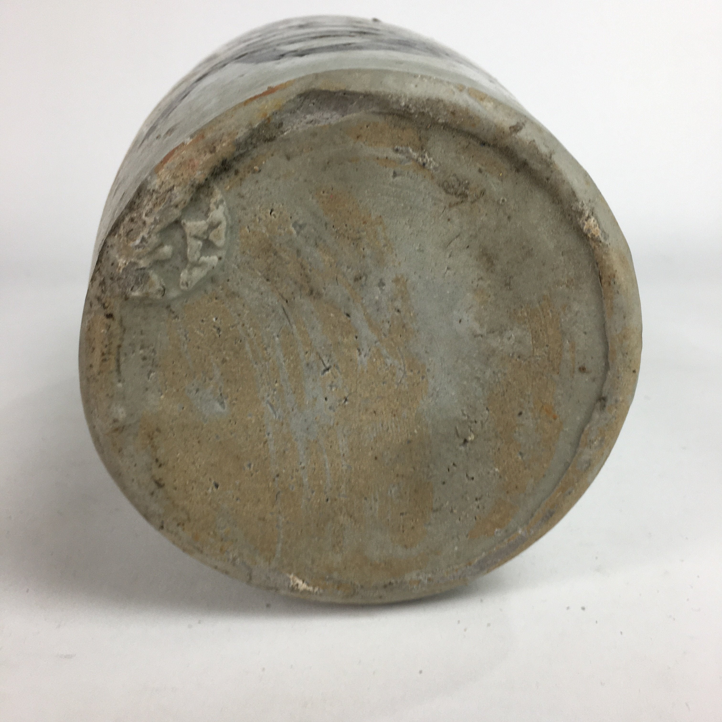 Japanese Ceramic Sake Bottle Tokkuri Vtg Pottery Gray Hand-Written Kanji TS274