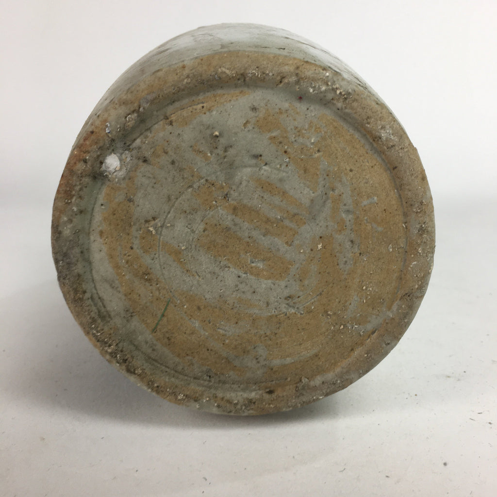 Japanese Ceramic Sake Bottle Tokkuri Vtg Pottery Gray Hand-Written Kanji TS276