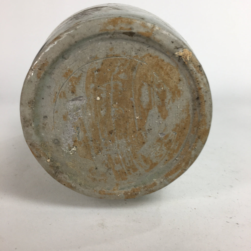 Japanese Ceramic Sake Bottle Tokkuri Vtg Pottery Gray Hand-Written Kanji TS277