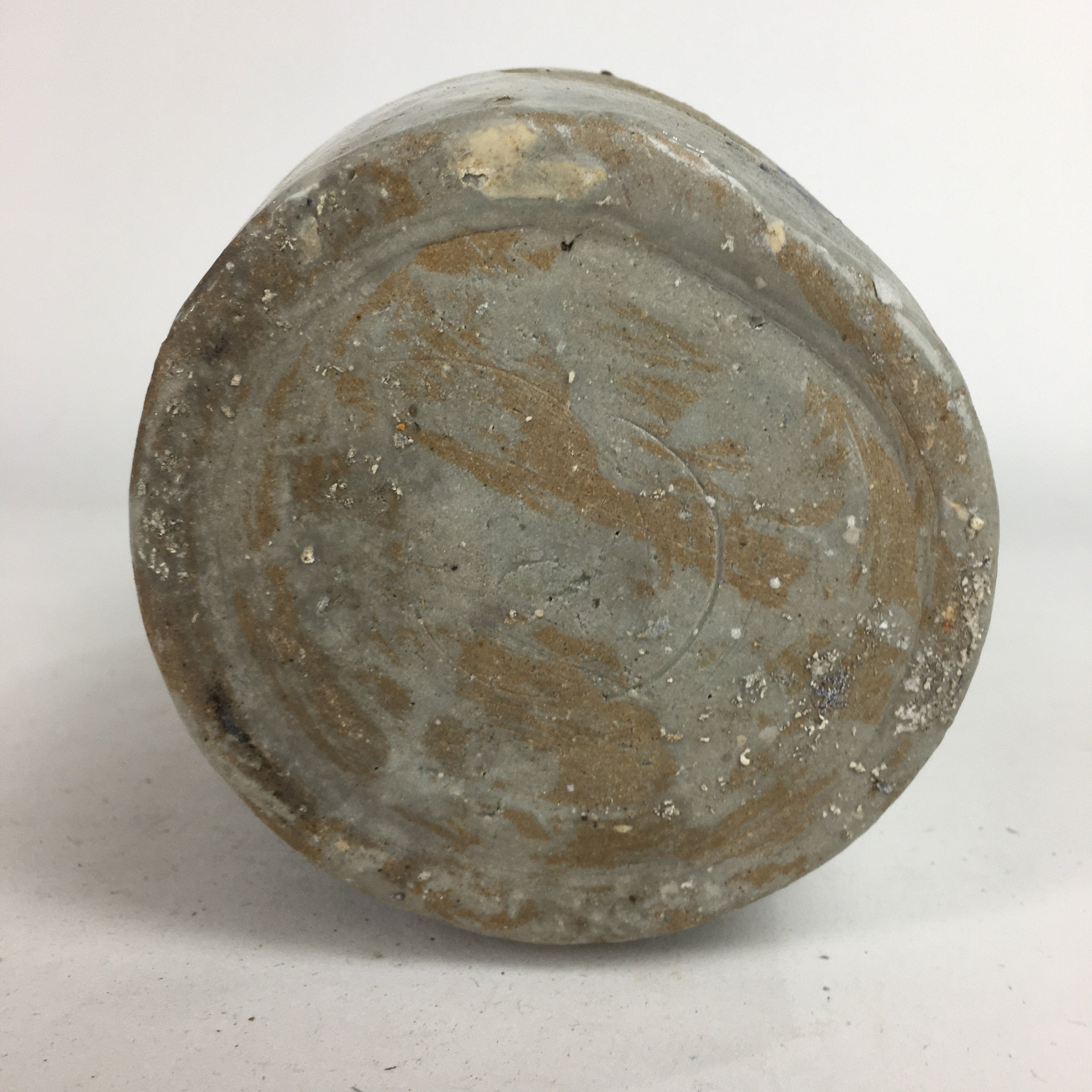 Japanese Ceramic Sake Bottle Tokkuri Vtg Pottery Gray Hand-Written Kanji TS278