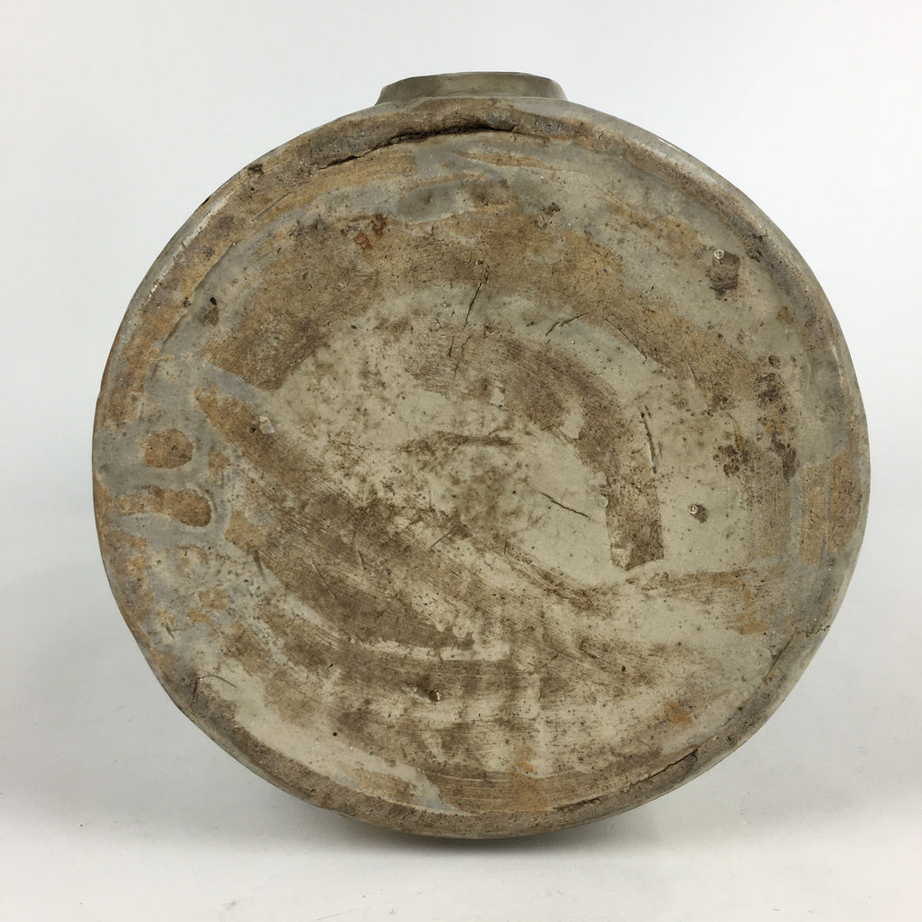 Japanese Ceramic Sake Bottle Tokkuri Vtg Pottery Gray Hand-Written Kanji TS408