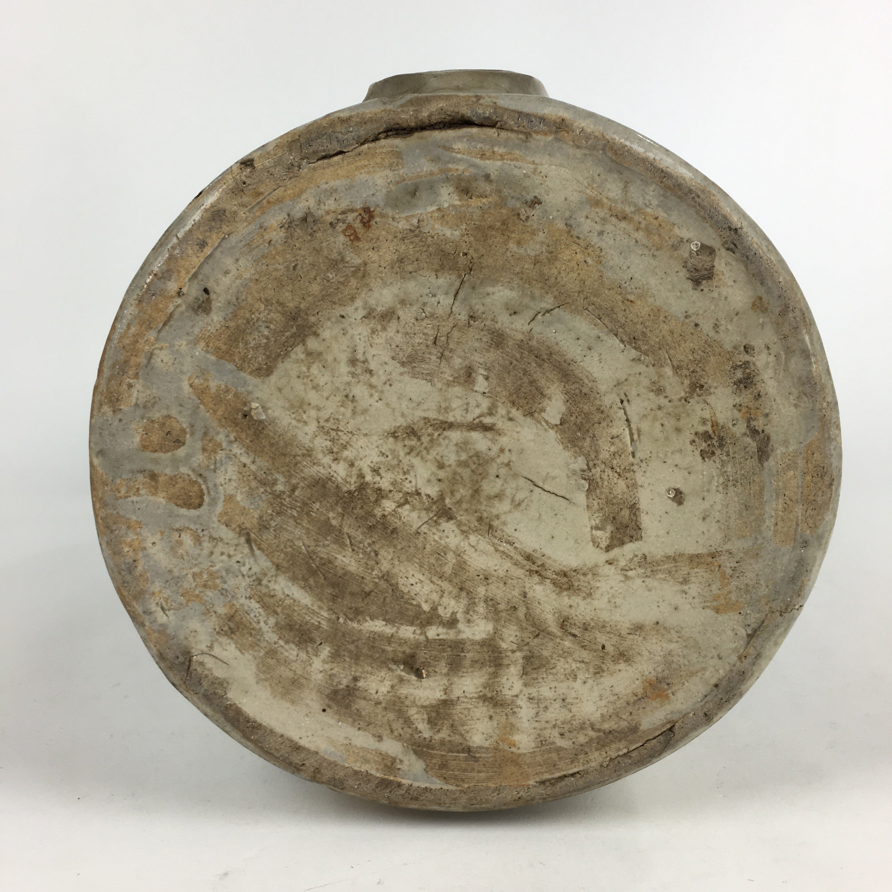 Japanese Ceramic Sake Bottle Tokkuri Vtg Pottery Gray Hand-Written Kanji TS408