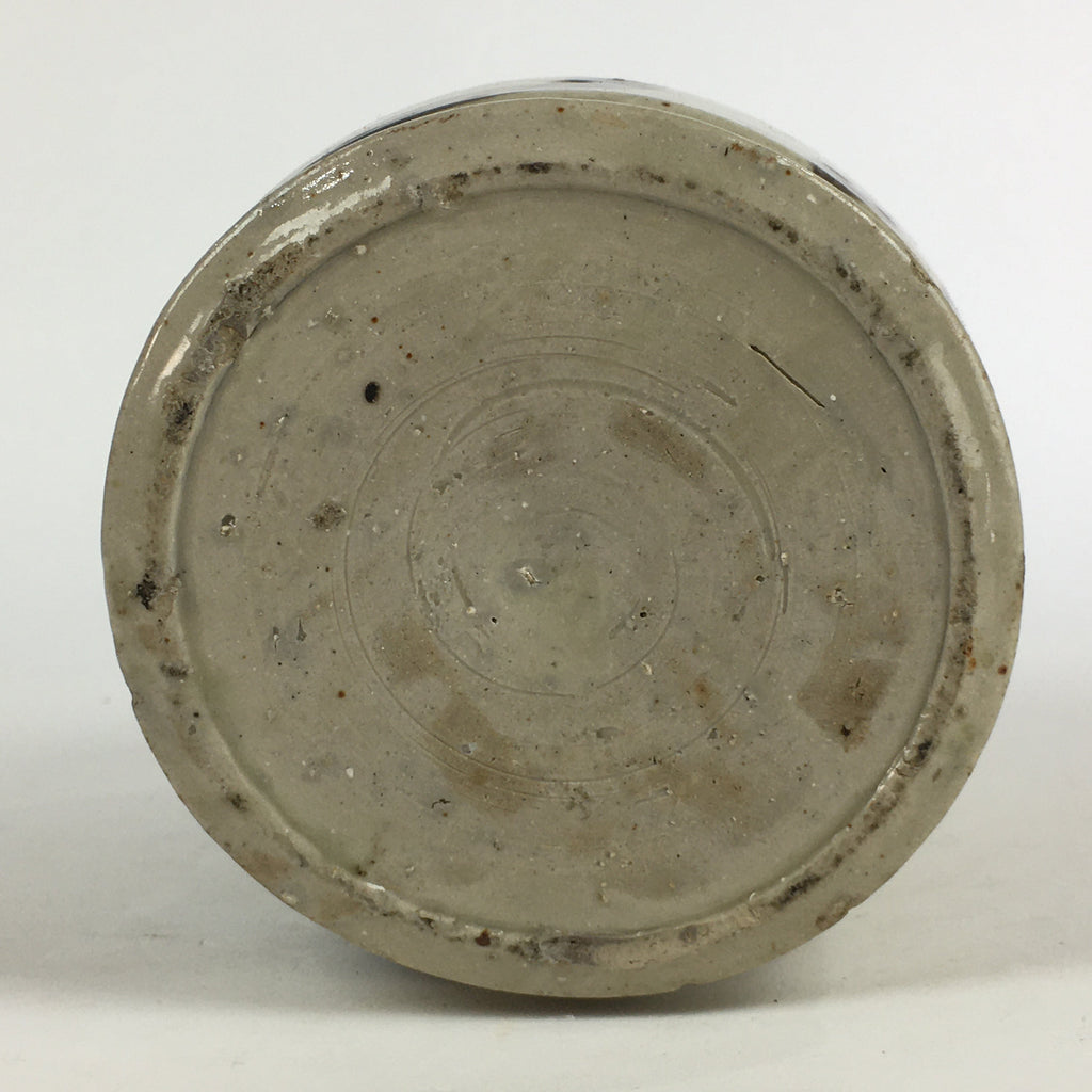 Japanese Ceramic Sake Bottle Tokkuri Vtg Pottery Gray Hand-Written Kanji TS410