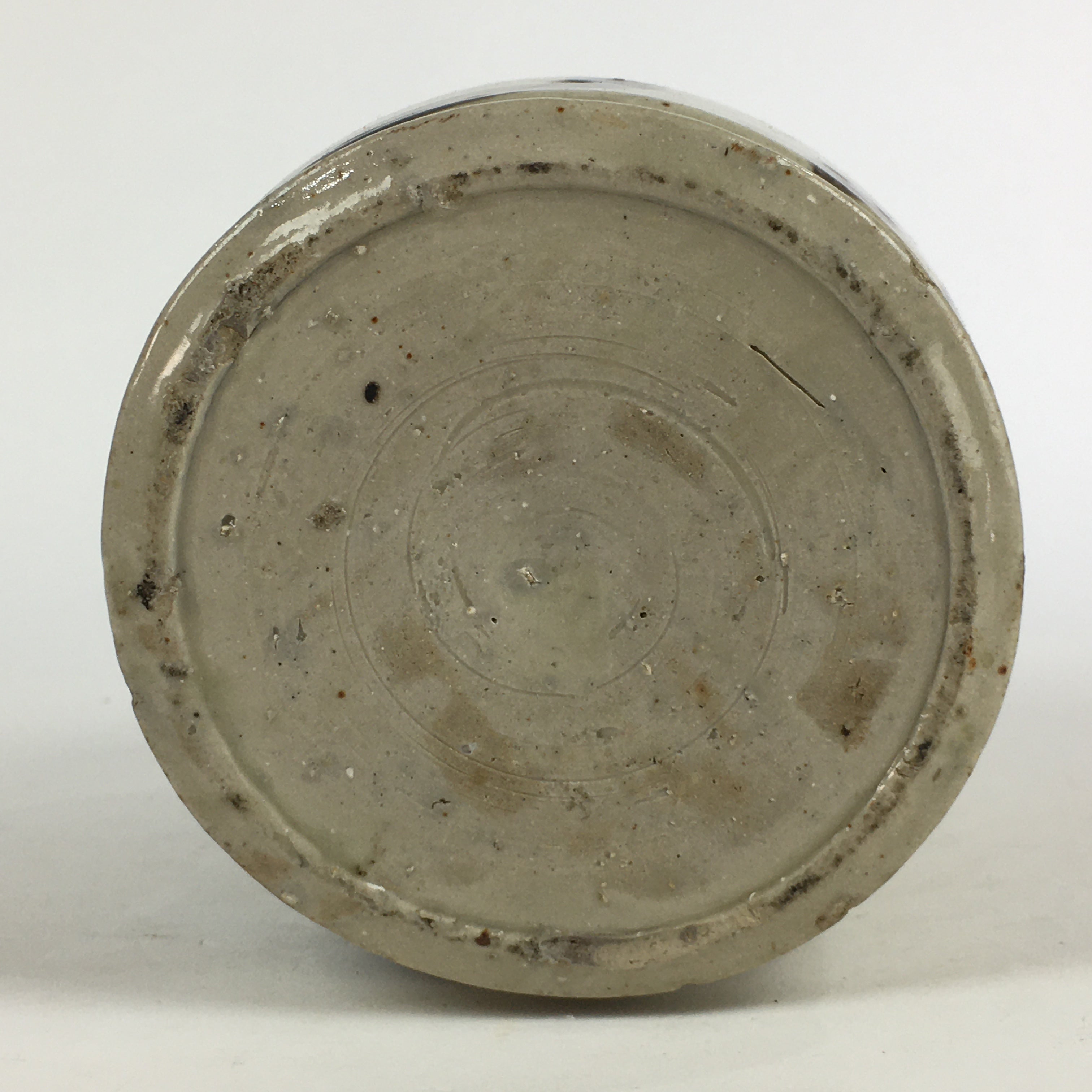 Japanese Ceramic Sake Bottle Tokkuri Vtg Pottery Gray Hand-Written Kanji TS410