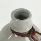 Japanese Ceramic Sake Bottle Tokkuri Vtg Pottery Gray Hand-Written Kanji TS411