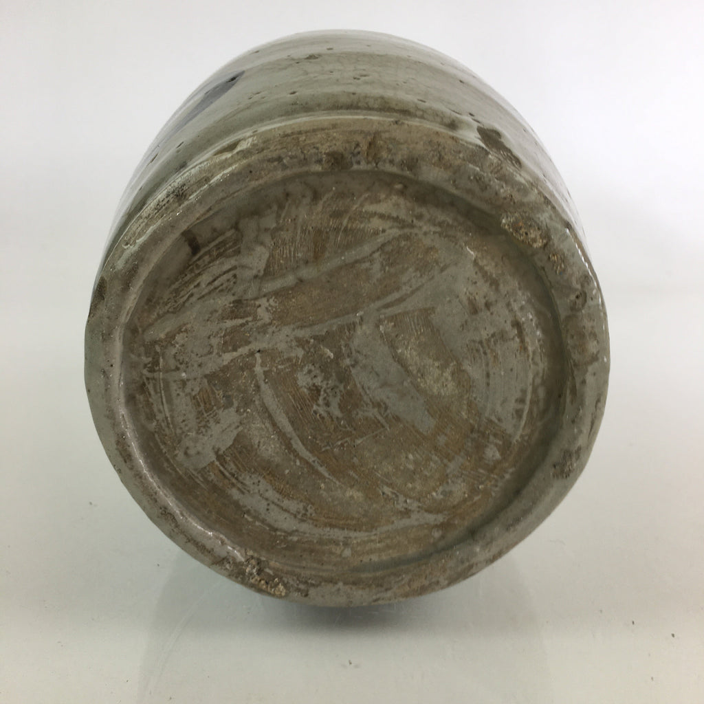 Japanese Ceramic Sake Bottle Tokkuri Vtg Pottery Gray Hand-Written Kanji TS412