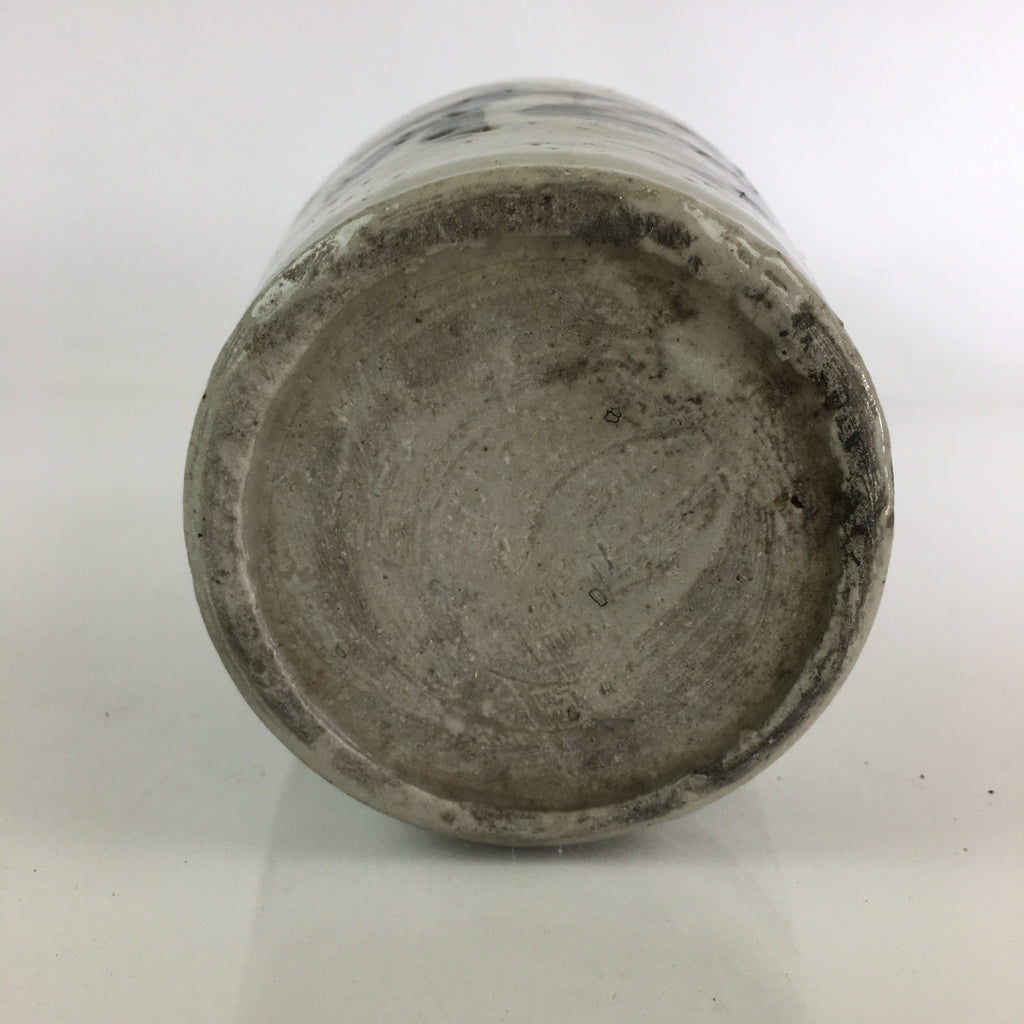 Japanese Ceramic Sake Bottle Tokkuri Vtg Pottery Gray Hand-Written Kanji TS413