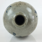 Japanese Ceramic Sake Bottle Tokkuri Vtg Pottery Gray Hand-Written Kanji TS421