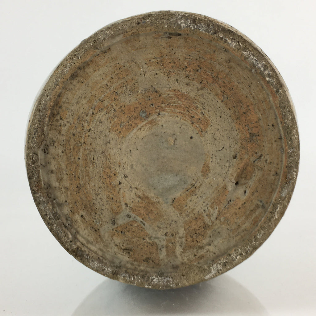 Japanese Ceramic Sake Bottle Tokkuri Vtg Pottery Gray Hand-Written Kanji TS421