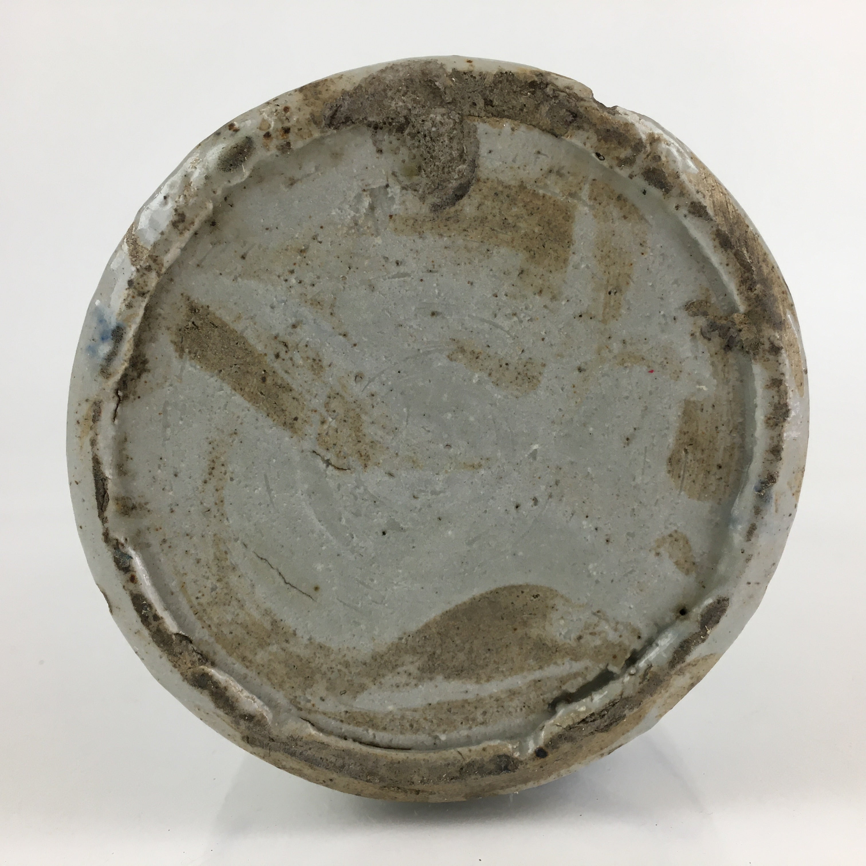 Japanese Ceramic Sake Bottle Tokkuri Vtg Pottery Gray Hand-Written Kanji TS422