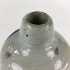 Japanese Ceramic Sake Bottle Tokkuri Vtg Pottery Gray Hand-Written Kanji TS422