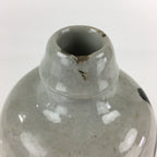 Japanese Ceramic Sake Bottle Tokkuri Vtg Pottery Gray Hand-Written Kanji TS423