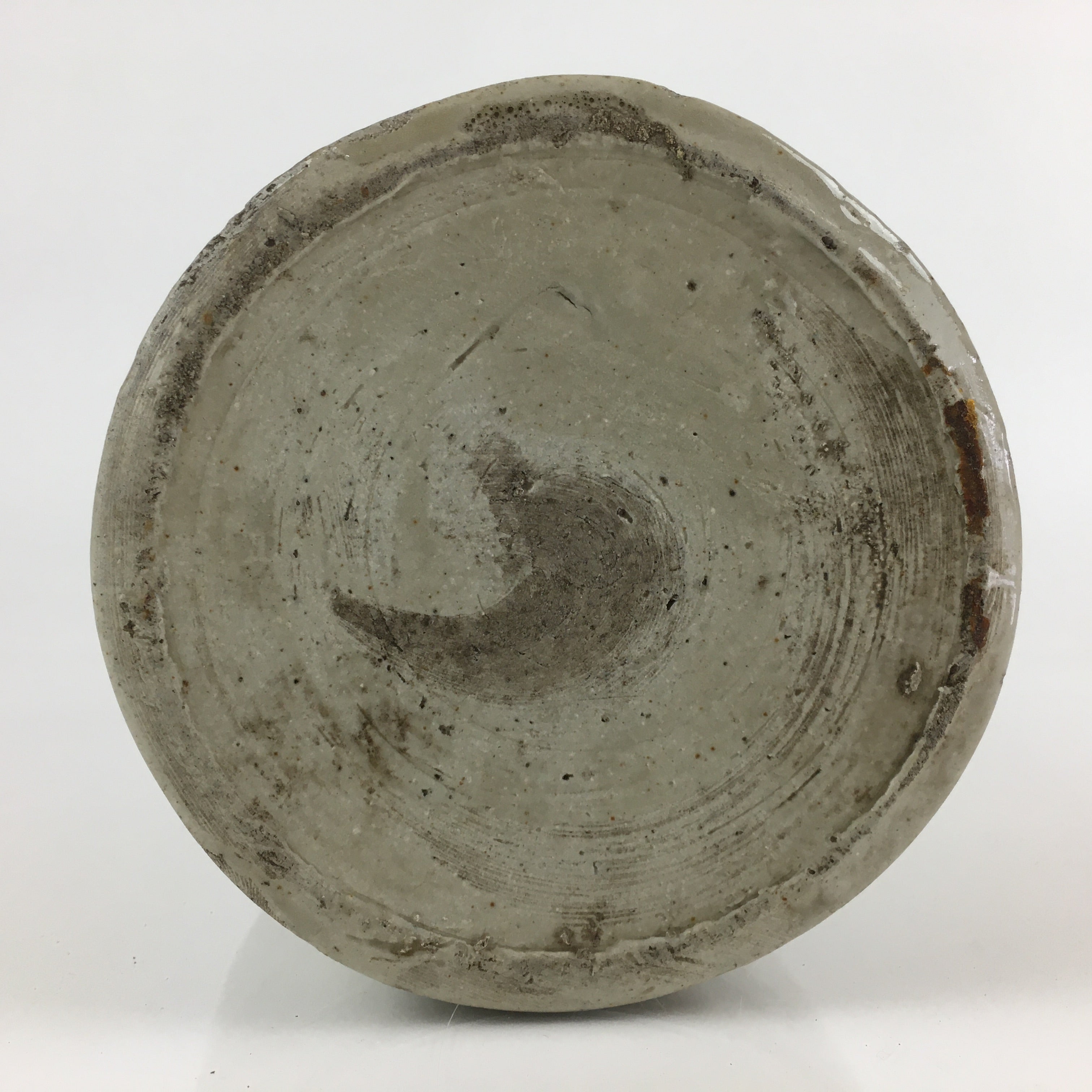 Japanese Ceramic Sake Bottle Tokkuri Vtg Pottery Gray Hand-Written Kanji TS424