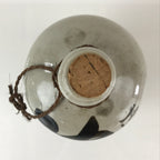Japanese Ceramic Sake Bottle Tokkuri Vtg Pottery Gray Hand-Written Kanji TS452
