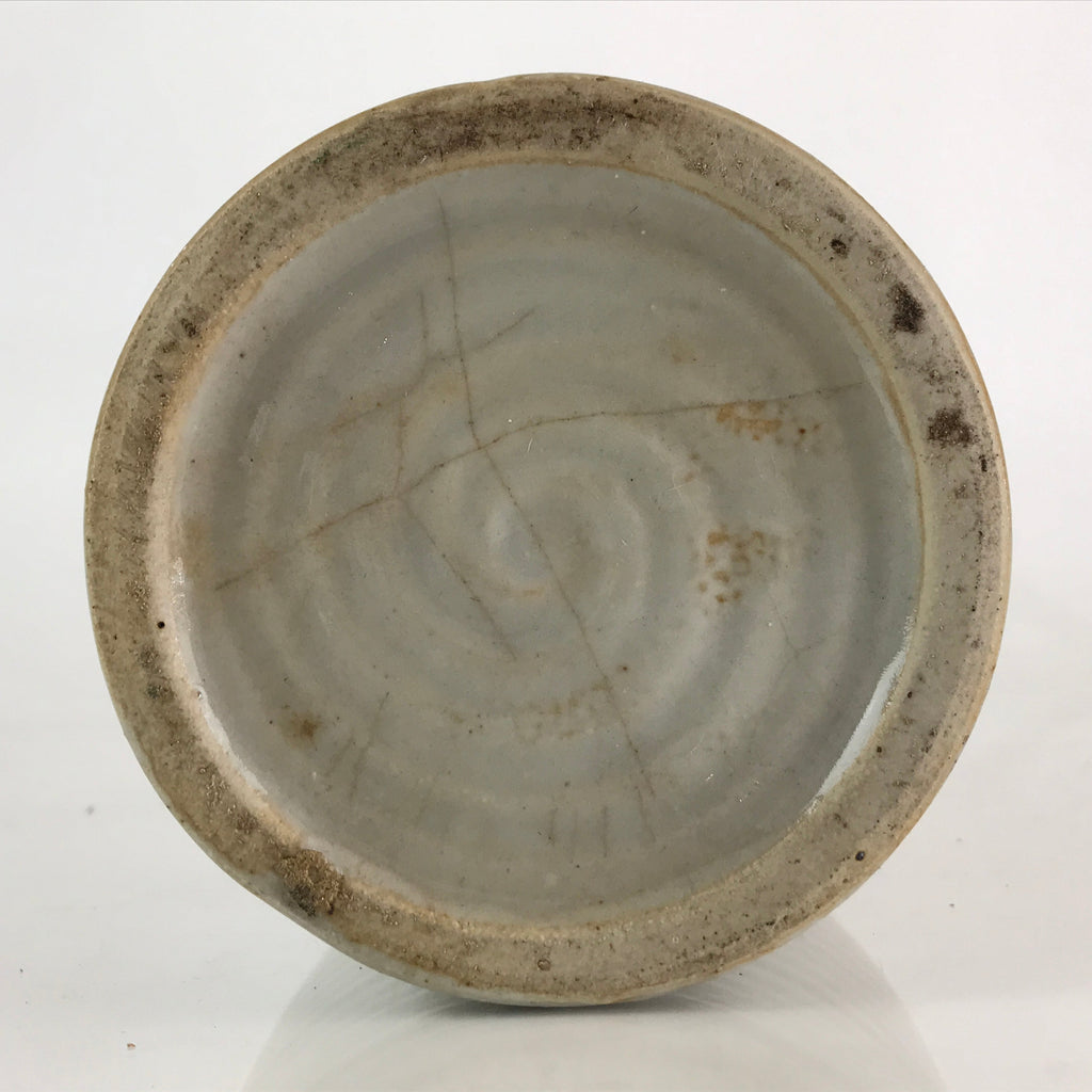 Japanese Ceramic Sake Bottle Tokkuri Vtg Pottery Gray Hand-Written Kanji TS452