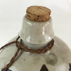 Japanese Ceramic Sake Bottle Tokkuri Vtg Pottery Gray Hand-Written Kanji TS452