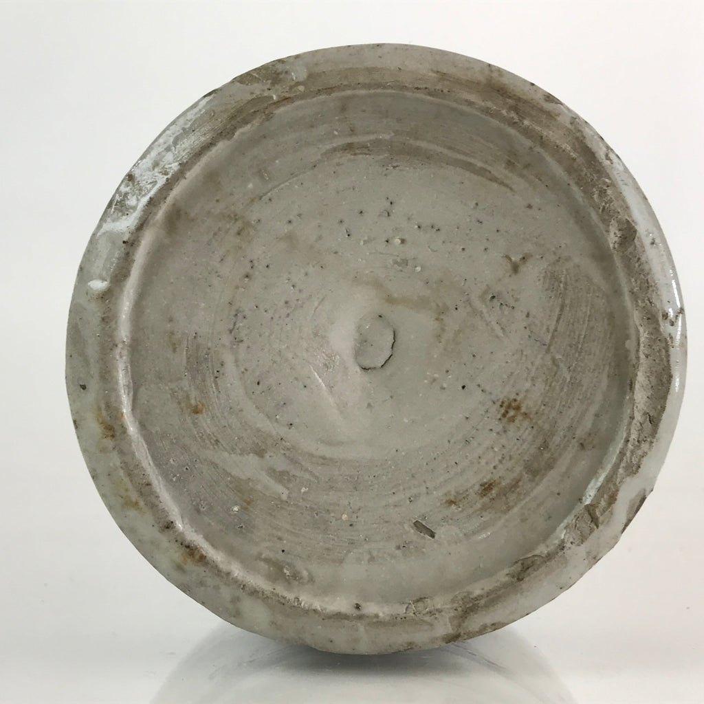 Japanese Ceramic Sake Bottle Tokkuri Vtg Pottery Gray Hand-Written Kanji TS453