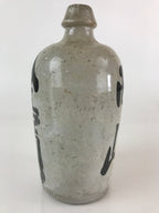 Japanese Ceramic Sake Bottle Tokkuri Vtg Pottery Gray Hand-Written Kanji TS454
