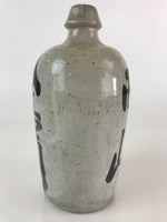 Japanese Ceramic Sake Bottle Tokkuri Vtg Pottery Gray Hand-Written Kanji TS454