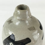 Japanese Ceramic Sake Bottle Tokkuri Vtg Pottery Gray Hand-Written Kanji TS477