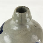 Japanese Ceramic Sake Bottle Tokkuri Vtg Pottery Gray Hand-Written Kanji TS478