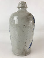 Japanese Ceramic Sake Bottle Tokkuri Vtg Pottery Gray Hand-Written Kanji TS479