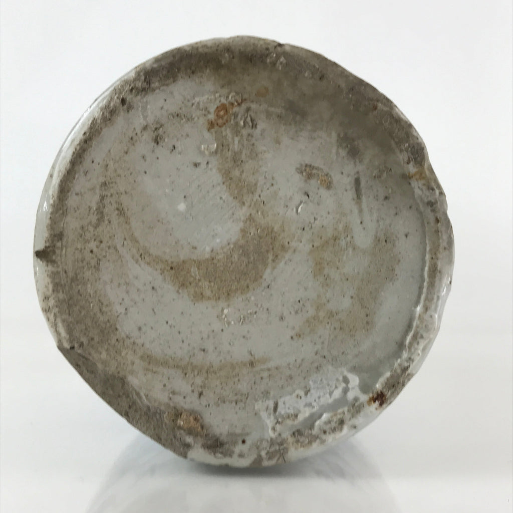 Japanese Ceramic Sake Bottle Tokkuri Vtg Pottery Gray Hand-Written Kanji TS479