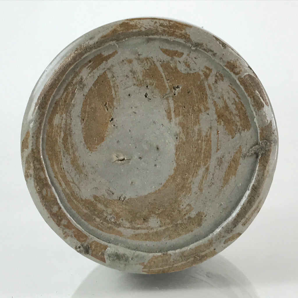 Japanese Ceramic Sake Bottle Tokkuri Vtg Pottery Gray Hand-Written Kanji TS480