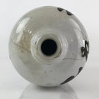 Japanese Ceramic Sake Bottle Tokkuri Vtg Pottery Gray Hand-Written Kanji TS481