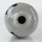 Japanese Ceramic Sake Bottle Tokkuri Vtg Pottery Gray Hand-Written Kanji TS482