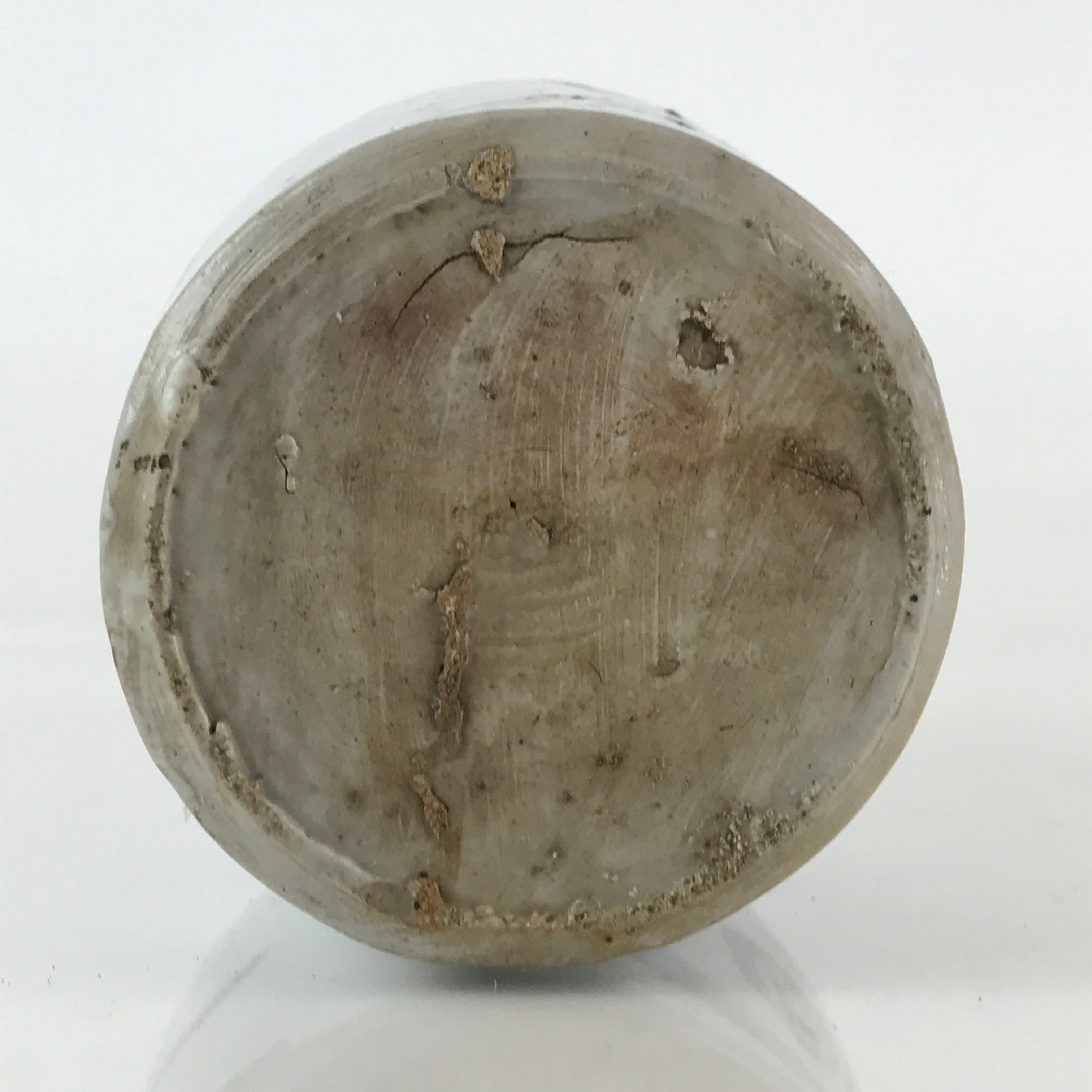 Japanese Ceramic Sake Bottle Tokkuri Vtg Pottery Gray Hand-Written Kanji TS482