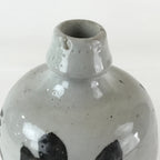 Japanese Ceramic Sake Bottle Tokkuri Vtg Pottery Gray Hand-Written Kanji TS482